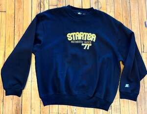 Starter Vintage Embroidered Spellout Sweatshirt Crew Neck Black Large XL